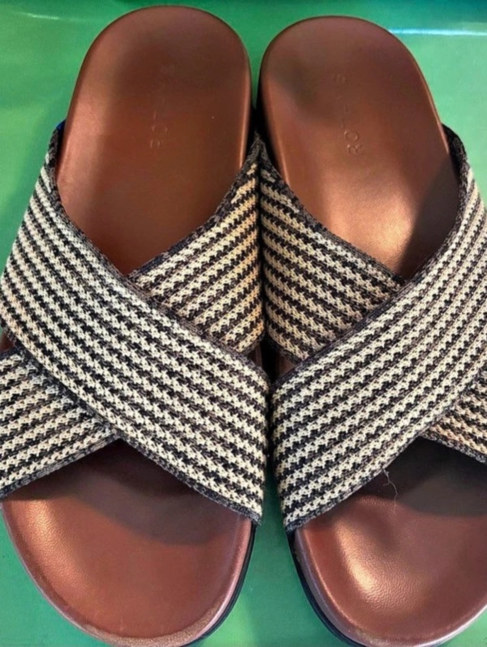 Rothy's The Weekend Slide Woven Sandals Brown & Black